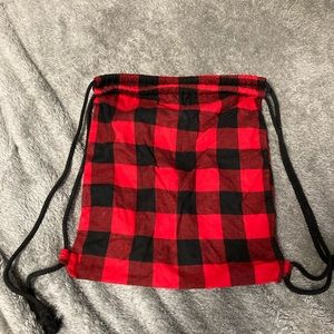 Plaid Drawstring Bag